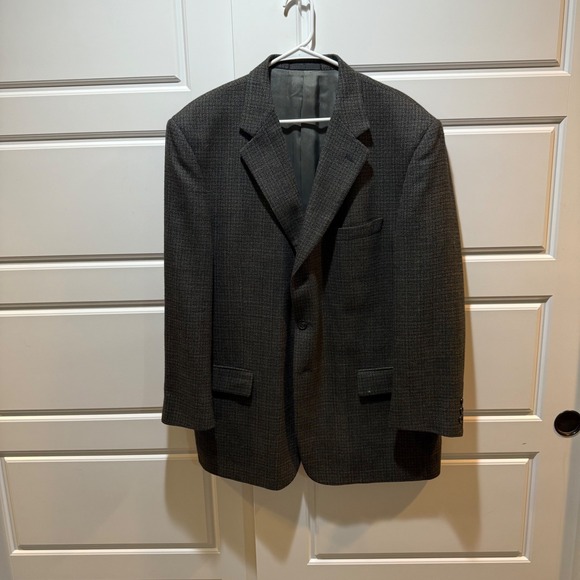 Monsieur Givenchy Wool Blazer Sport Coat Gray Plaid Mens Size 46 Regular - Picture 1 of 9